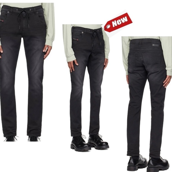 DIESEL black jogg jeans denim division sweat jeans Sz XS/32-34 NWT - Picture 1 of 13
